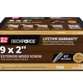 Grip Rite Deckforce Exterior Wood Screw Gold 9 X 2", 1LB