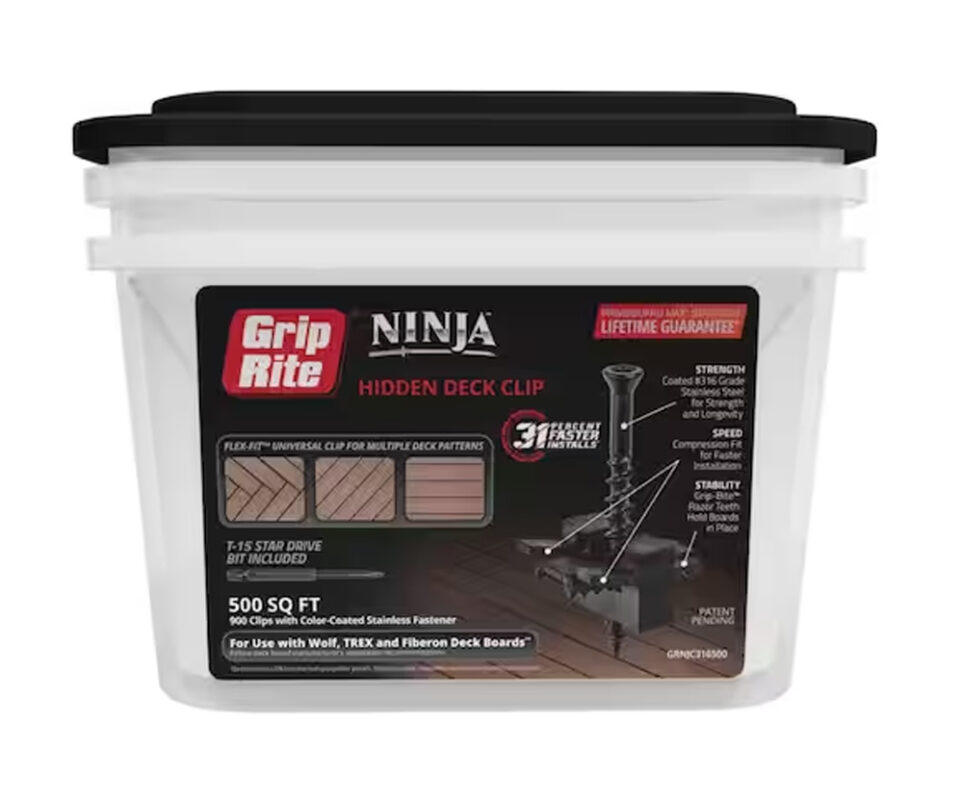 Grip Rite Ninja Hidden Deck Clip 316 Stainless Steel Black Coated-500 ...