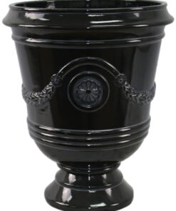 Southern Patio CMX-042464 Porter Urn, 18 in H, 15-1/2 in W, 15-1/2 in D, Ceramic/Resin Composite, Black, Gloss