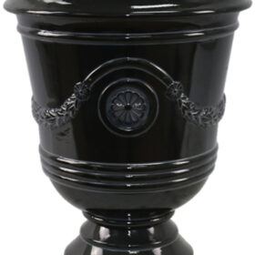 Southern Patio CMX-042464 Porter Urn, 18 in H, 15-1/2 in W, 15-1/2 in D, Ceramic/Resin Composite, Black, Gloss