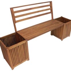 Sequoia Acacia Wood Box Planter Bench with Dual Planters
