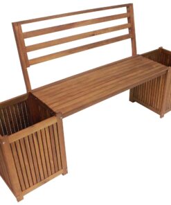 Sequoia Acacia Wood Box Planter Bench with Dual Planters