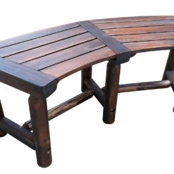 Char Log Curved Outdoor Bench