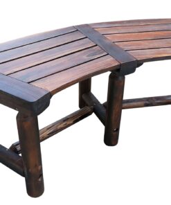 Char Log Curved Outdoor Bench