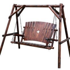 Char-Log 4 ft. Porch Swing with Frame and Metal Star