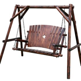 Char-Log 4 ft. Porch Swing with Frame and Metal Star